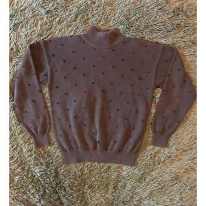 Richard‎ and Company Sweater Women XS Green Polka Dot Mock Neck Vintage Cotton